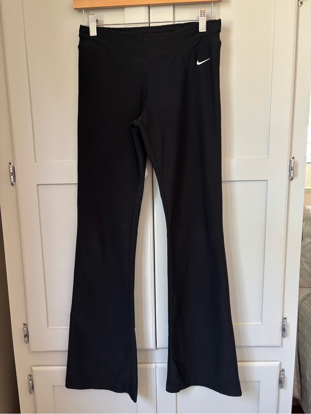 Nike Black Flared Athletic Leggings with Swoosh